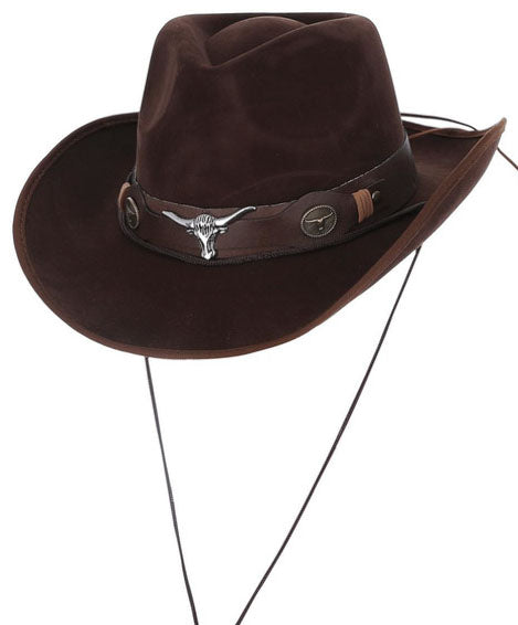 Brown Ox Band Mock Leather Cowboy Hat