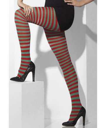 Red and Green Striped Tights