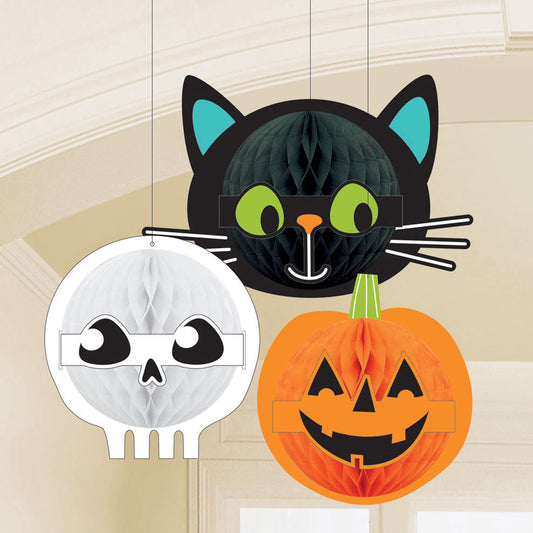 Halloween Friends Honeycomb Decorations, Pack of 3