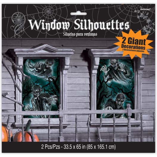 Haunted House Window Silhouettes, Pack of 2