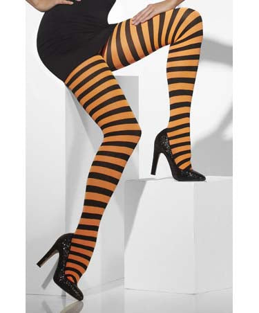 Orange and Black Striped Tights