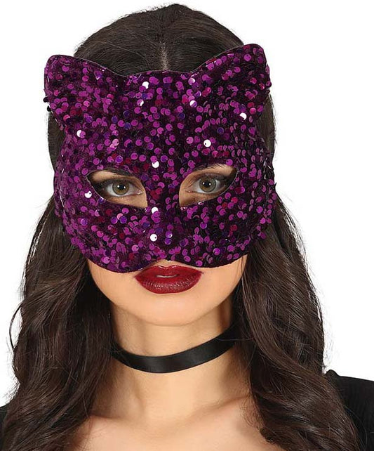 Purple Sequin Cat Mask