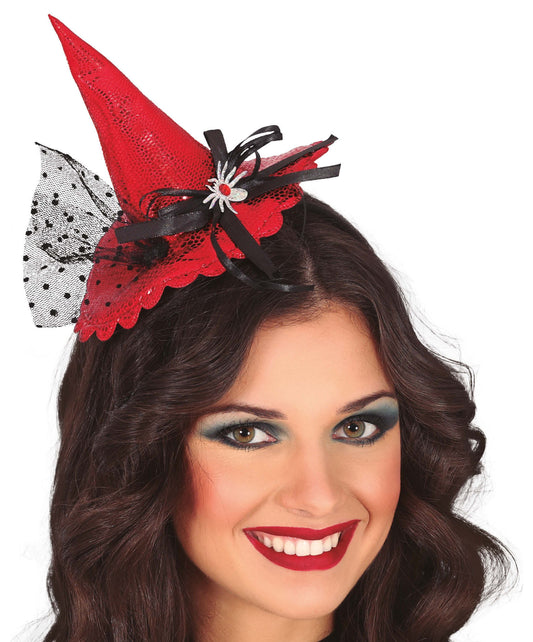 Red Mini Witch Hat on Headband