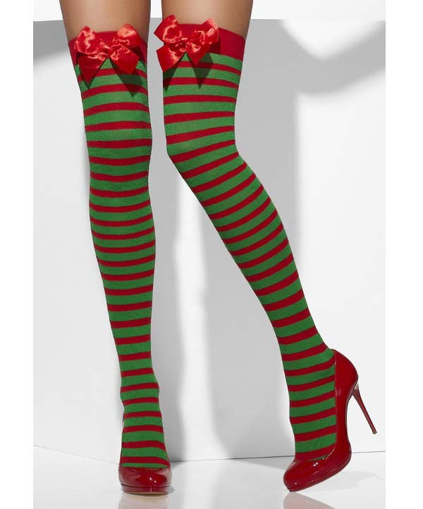 Striped Elf Hold-Ups with Bow