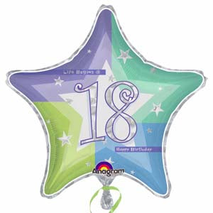 18th Shimmer Star Foil Balloon