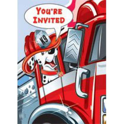 Fast Fire Engine Invites, Pack of 8