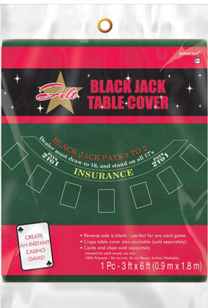 Blackjack Felt Tablecover. 0.9m * 1.8m (3ft * 6ft). Create an Instant Casino Game. Reverse side is blank. Perfect for any card game. DICE AND CHIPS SOLD SEPARATELY.