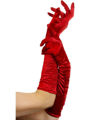 Long Red Temptress Gloves. 46cm.