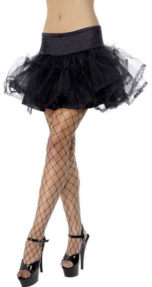Black Tulle Petticoat 30cm drop| 3 layers (1 nylon and 2 net). Elasticated waist fits up to 96cm (38 inches).