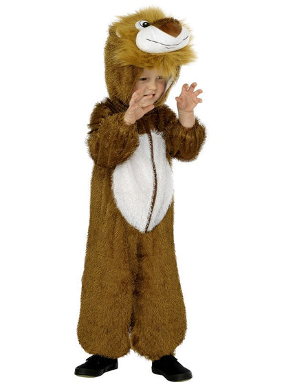 Child Plush Velour Lion Fancy Dress Costume with Hood