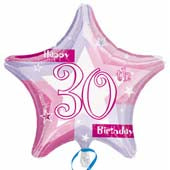 30th Pink Star Foil Balloon