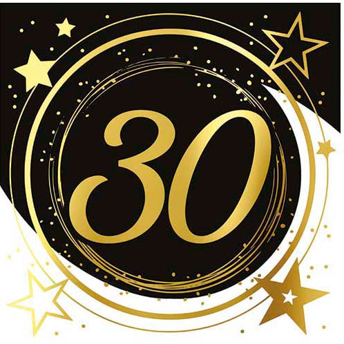 30th Birthday Lunch Napkins, Pack of 12