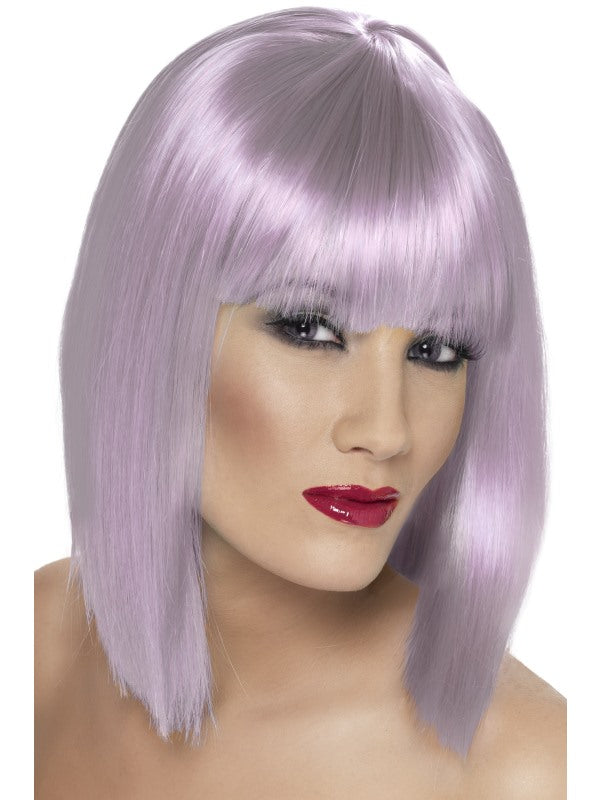 Glam Wig. Lilac. Short, blunt with fringe.