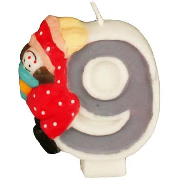 Number Candle with Clown - 9
