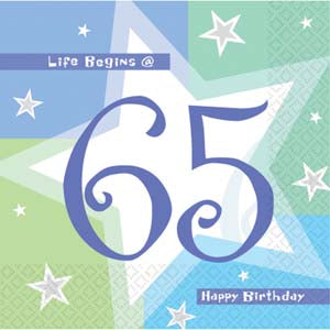 Birthday Shimmer 65th Birthday Luncheon Napkins 3 Ply