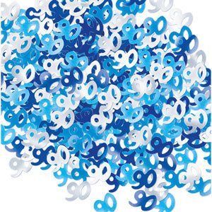 90th Birthday Glitz Blue Confetti. 14g. Perfect to scatter on the party tables.