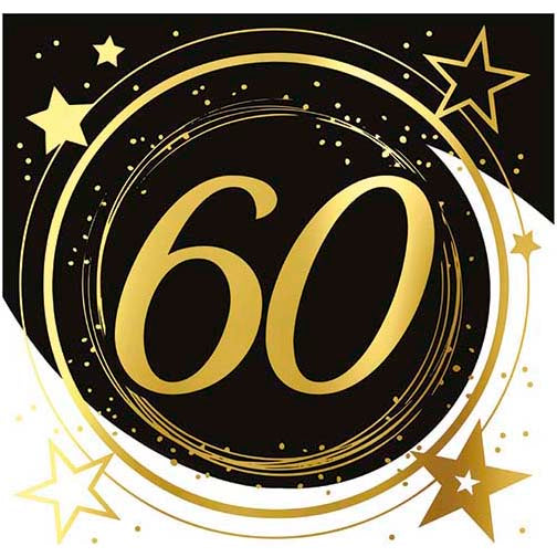 60th Birthday Lunch Napkins, Pack of 12