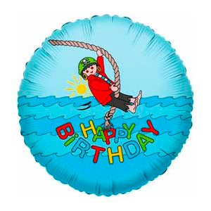 Playmobil Pirates Happy Birthday Helium Foil Balloon with ribbon. 45cm. Printed 2 sides. Balloon is sold uninflated.