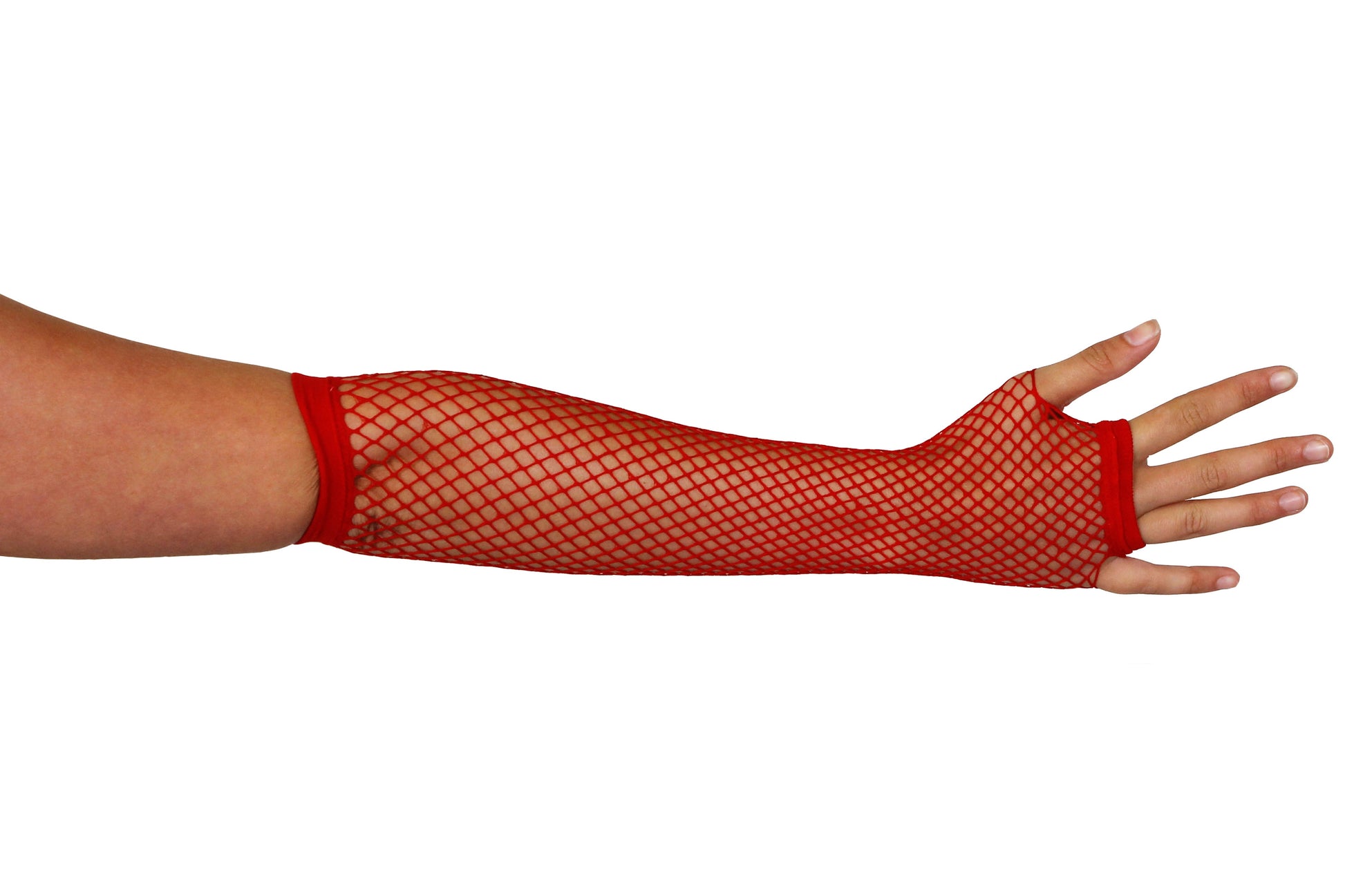 Fishnet Gloves. Red. Long.