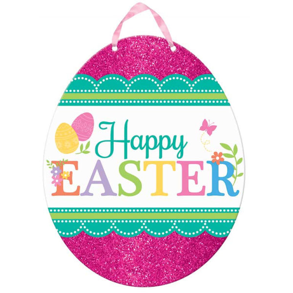 Happy Easter Glitter Pink Egg Cut-Out