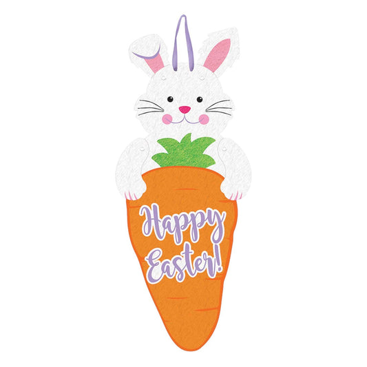 Happy Easter Bunny/Carrot Jointed Felt Sign 60cm