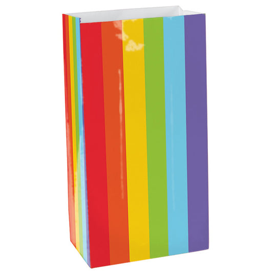 Bright Rainbow Colours Mini Paper Bags, 16.5cm x 7.8cm x 5.7cm