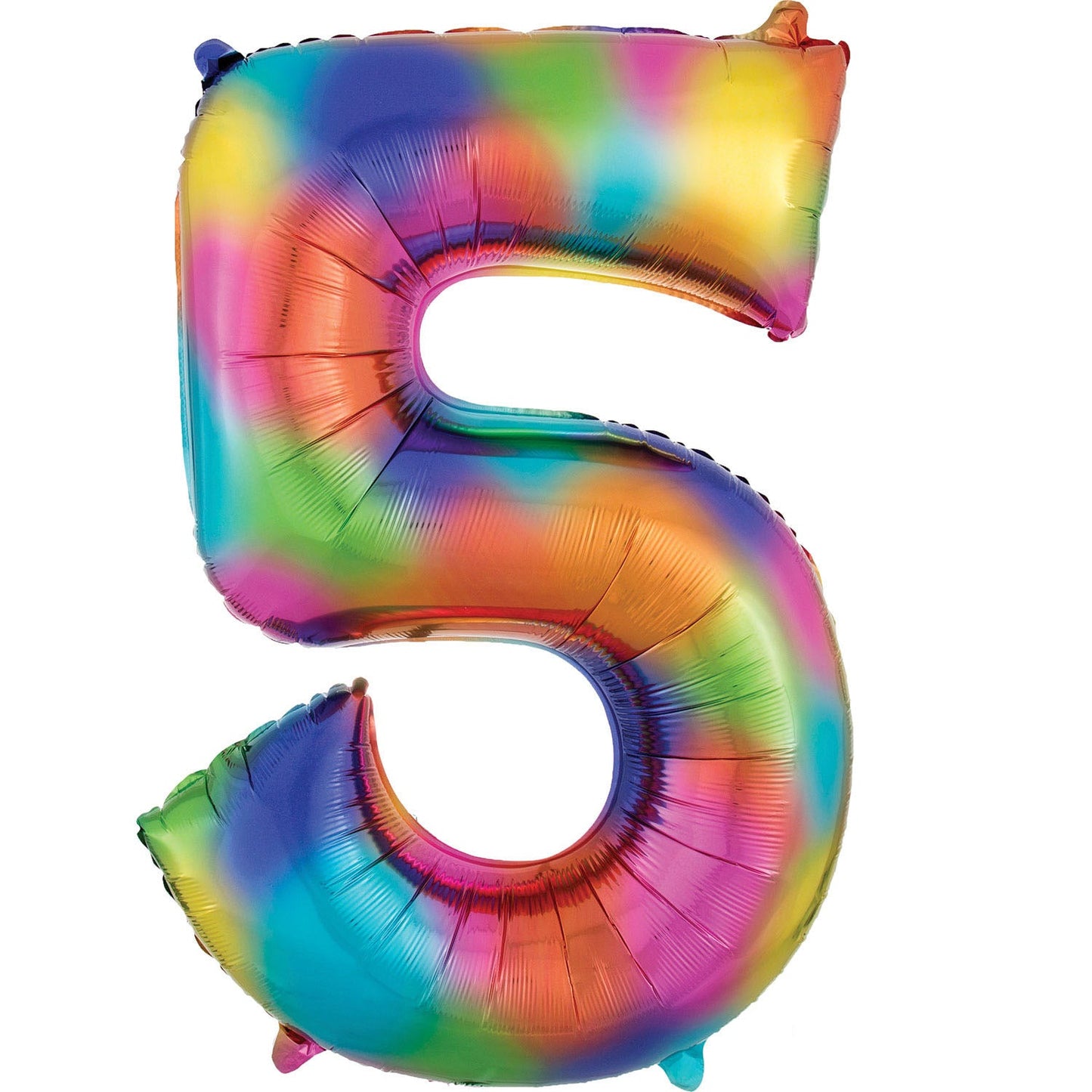 Rainbow Splash Supershape Number 5 Foil Balloon 83cm (33in) height by 58cm (23in) width Balloon is sold uninflated. Can be inflated with air or helium.