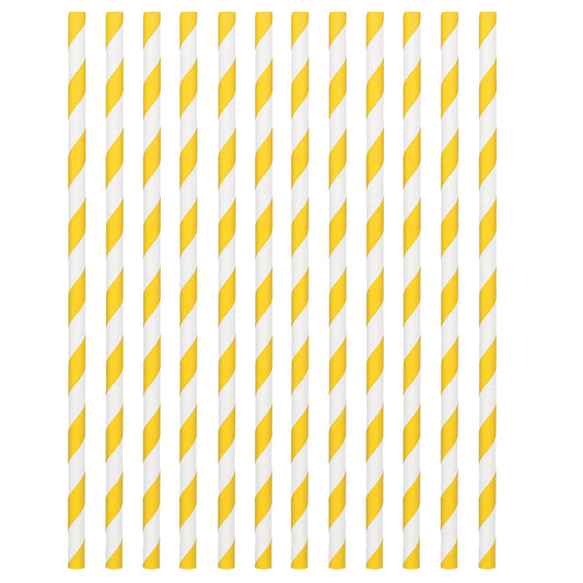 Yellow Paper Straws, 19cm