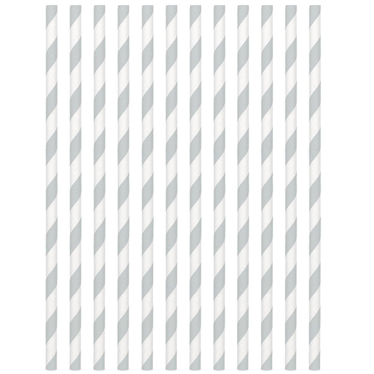 Silver Paper Straws, 19cm