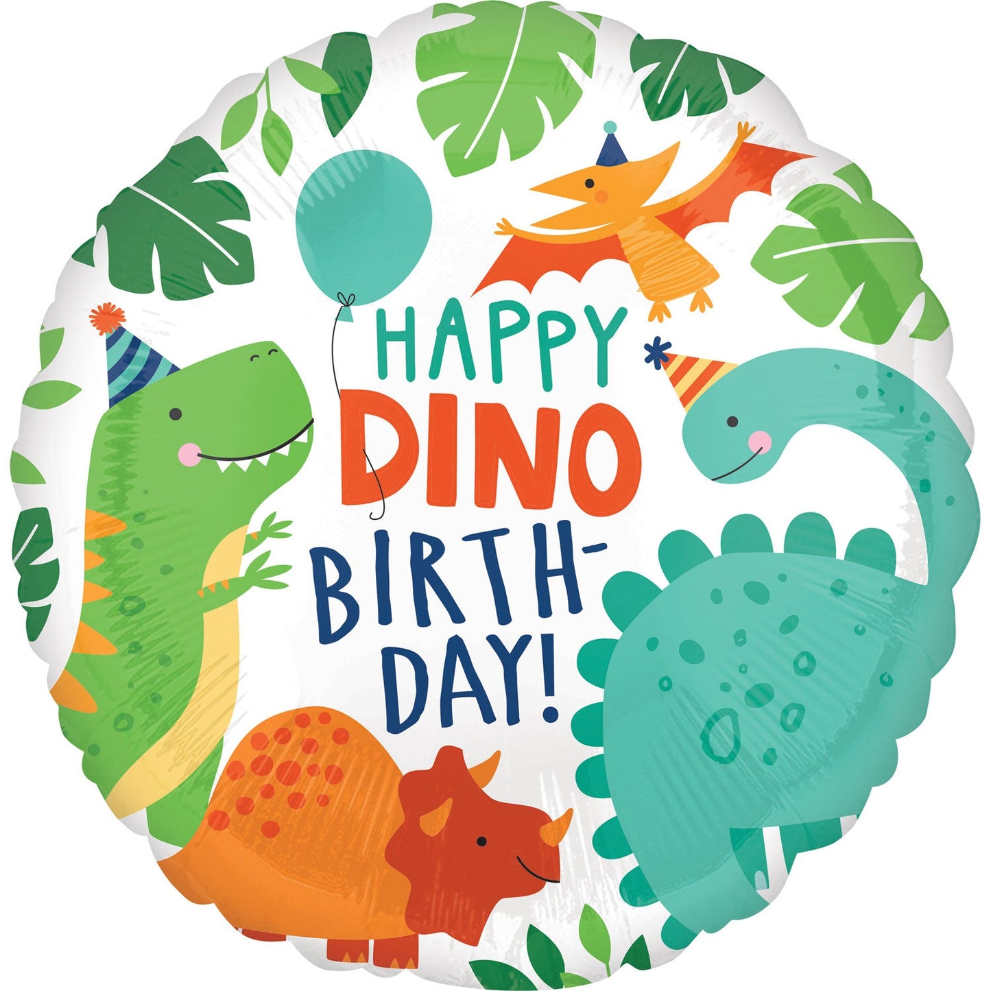 Dino-Mite Party Birthday Standard Foil Balloon. 45cm. Can be inflated with air or helium. Balloon is sold uninflated.