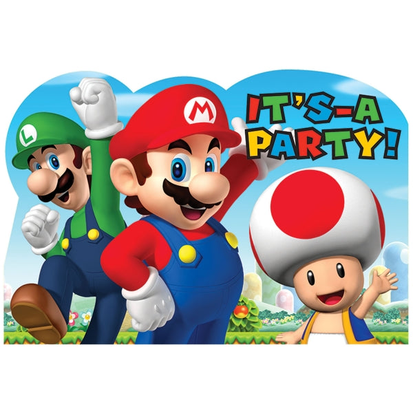 Super Mario Party Postcard Invites.