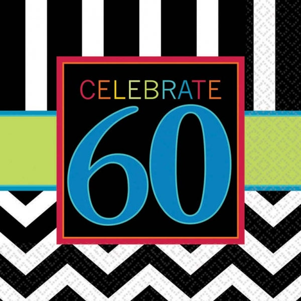 60th Chevron Lunch Napkins, Pack of 16