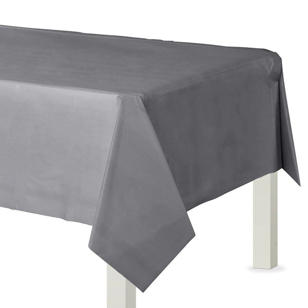 Silver Plastic Rectangular Tablecover. 137cm * 274cm