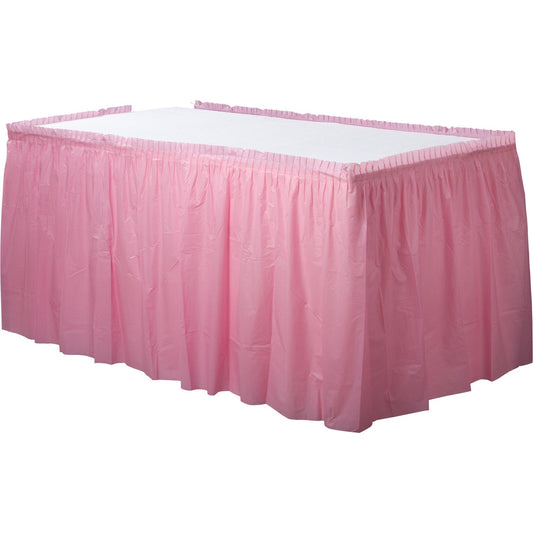 Pink Plastic Tableskirt, 4.26m x 73cm