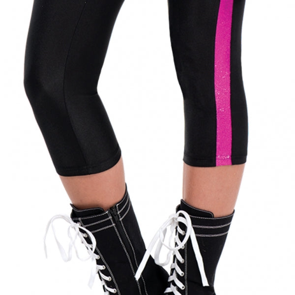 Ladies Instant Replay Female Referee Fancy Dress Costume includes a sexy top with black and white referee uniform stripes and a low-cut V-neck. Fitted capri leggings sport hot pink stripes down the sides and come with a removable hot pink belt. This flirty Referee Costume is then finished off with a whistle necklace and cap that says REF. Instant Replay Referee Costume includes shirt, hat, pants, belt and whistle necklace.