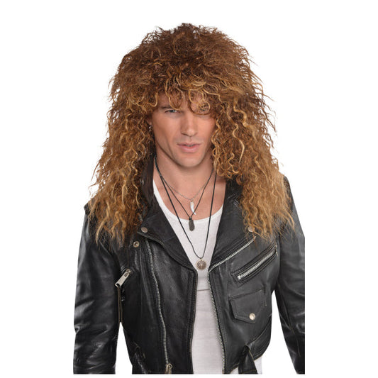 Mens Long Curly Glam Rock Style Wig
