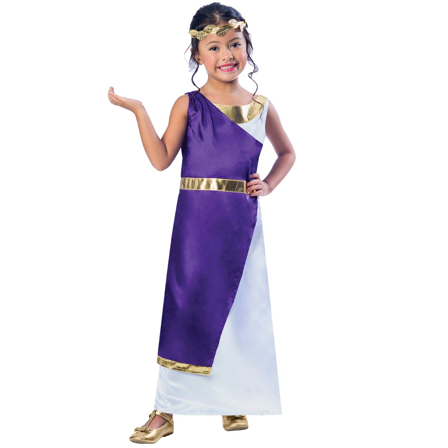Roman Girl Fancy Dress Costume includes dress and headband