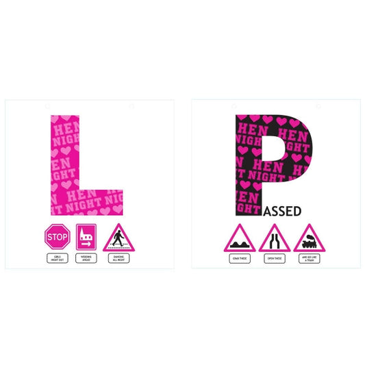 Hen Party Double Sided L Plate
