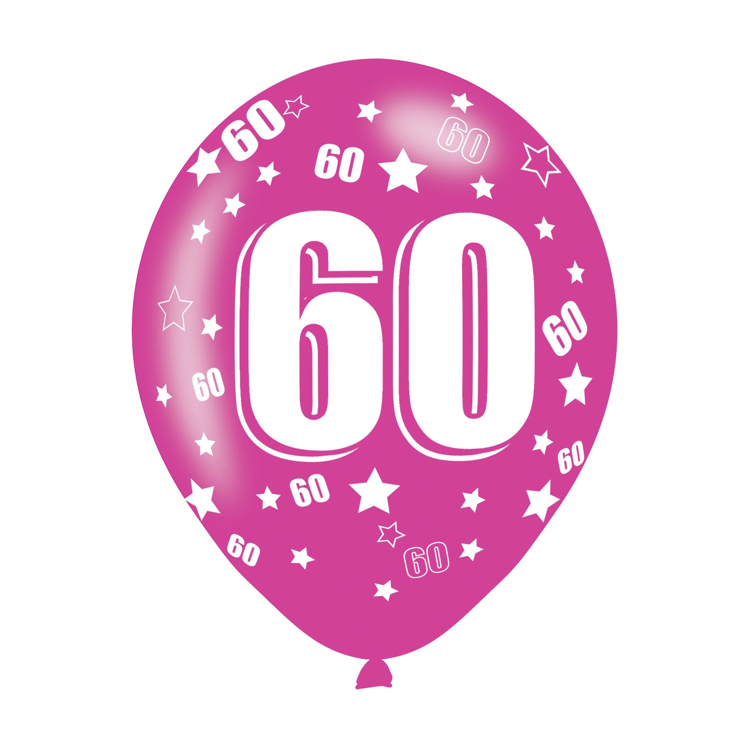Age 60 Assorted Colour Birthday Latex Balloons. Will inflate up to 27cm. Suitable for Air fill or Helium fill.