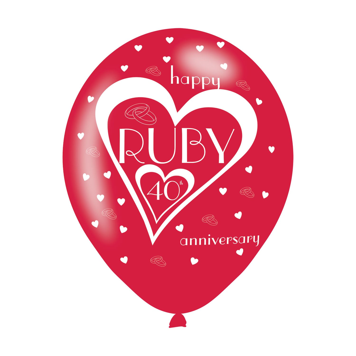 40th Ruby Anniversary Latex Balloons. Will inflate up to 27cm. Suitable for Air fill or Helium fill.