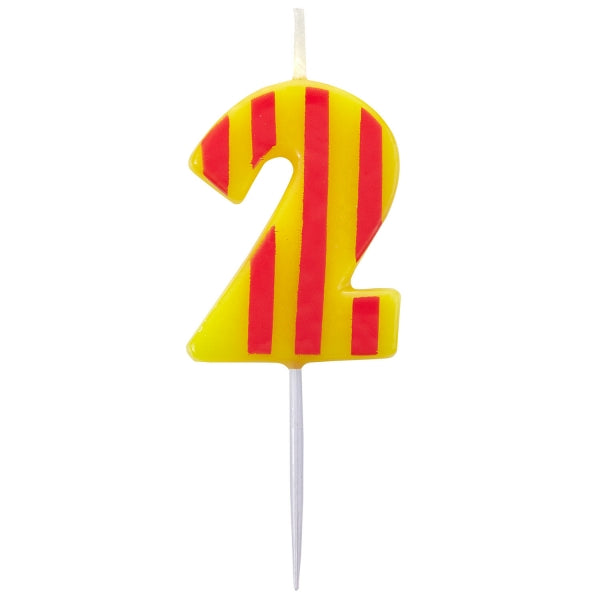Dots and Stripes Numeral 2 Candle. 4.5cm.