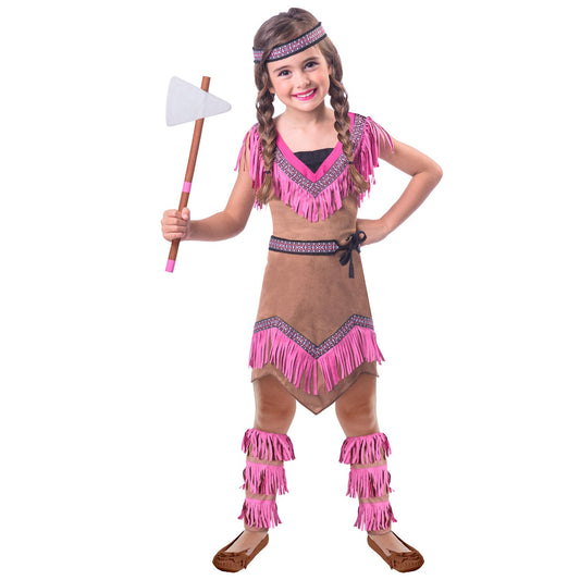 Native American Girl Costume includes dress, leg cuffs and headband