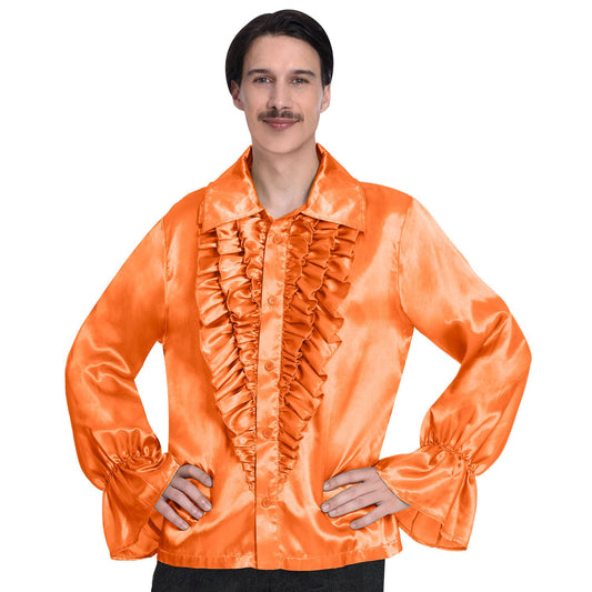 Orange Satin Shirt with frills