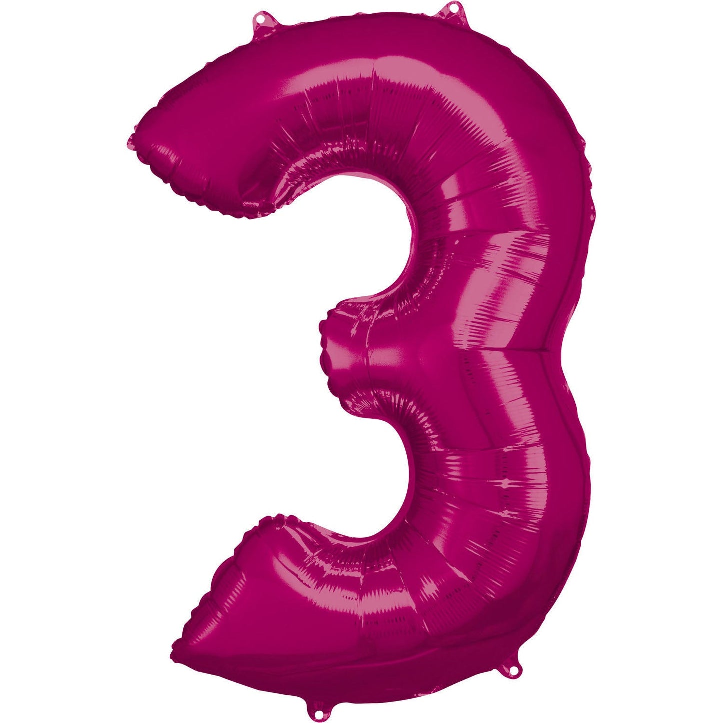 Pink Supershape Number 3 Foil Balloon 88cm (34in) height by 53cm (20in) width Balloon is sold uninflated. Can be inflated with air or helium.