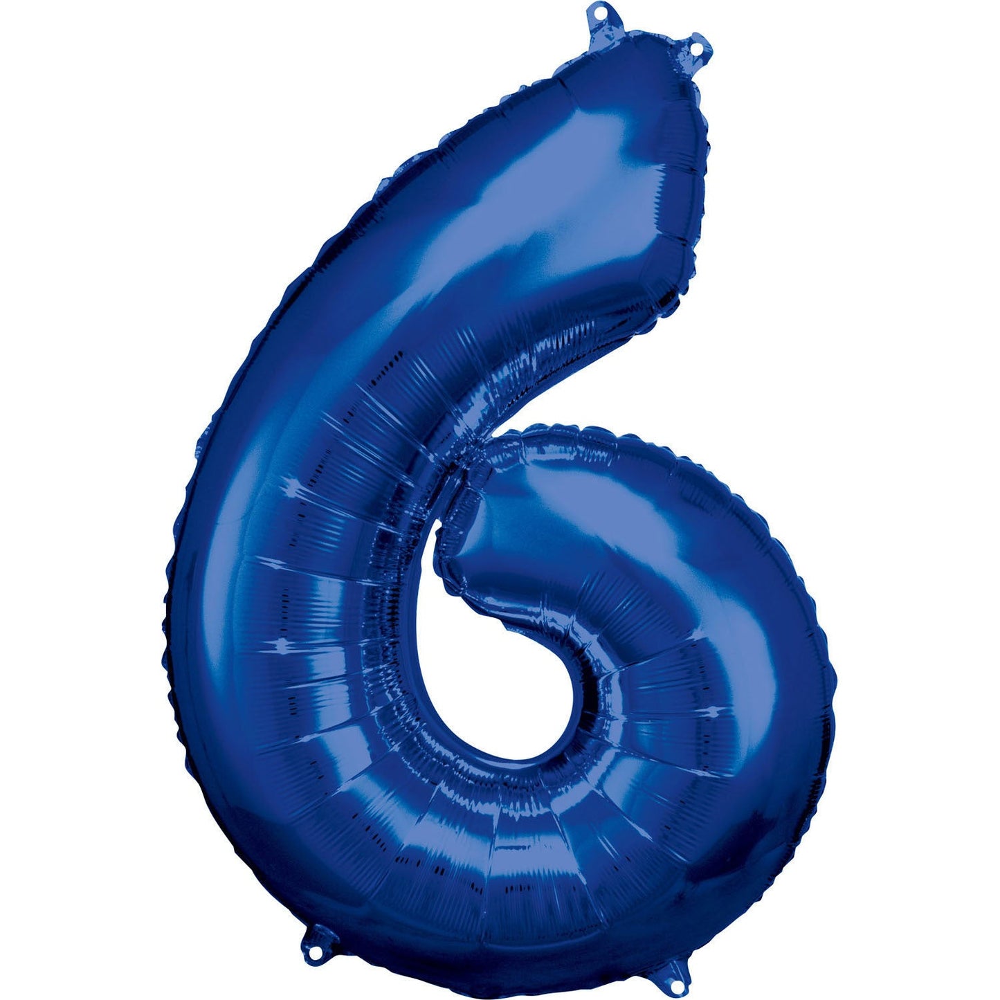Blue Supershape Number 6 Foil Balloon 88cm (34in) height by 55cm (21in) width Balloon is sold uninflated. Can be inflated with air or helium.