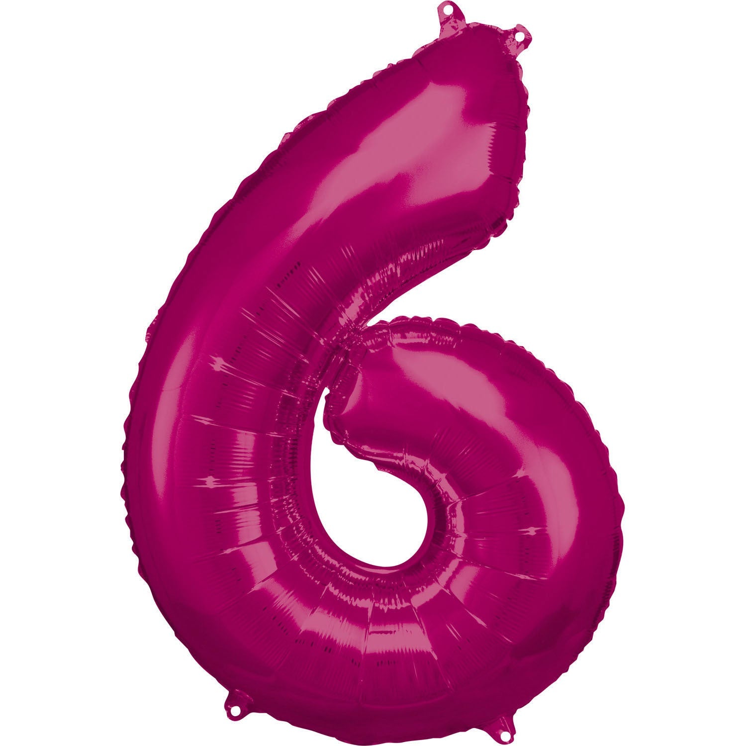 Pink Supershape Number 6 Foil Balloon 88cm (34in) height by 55cm (21in) width Balloon is sold uninflated. Can be inflated with air or helium.