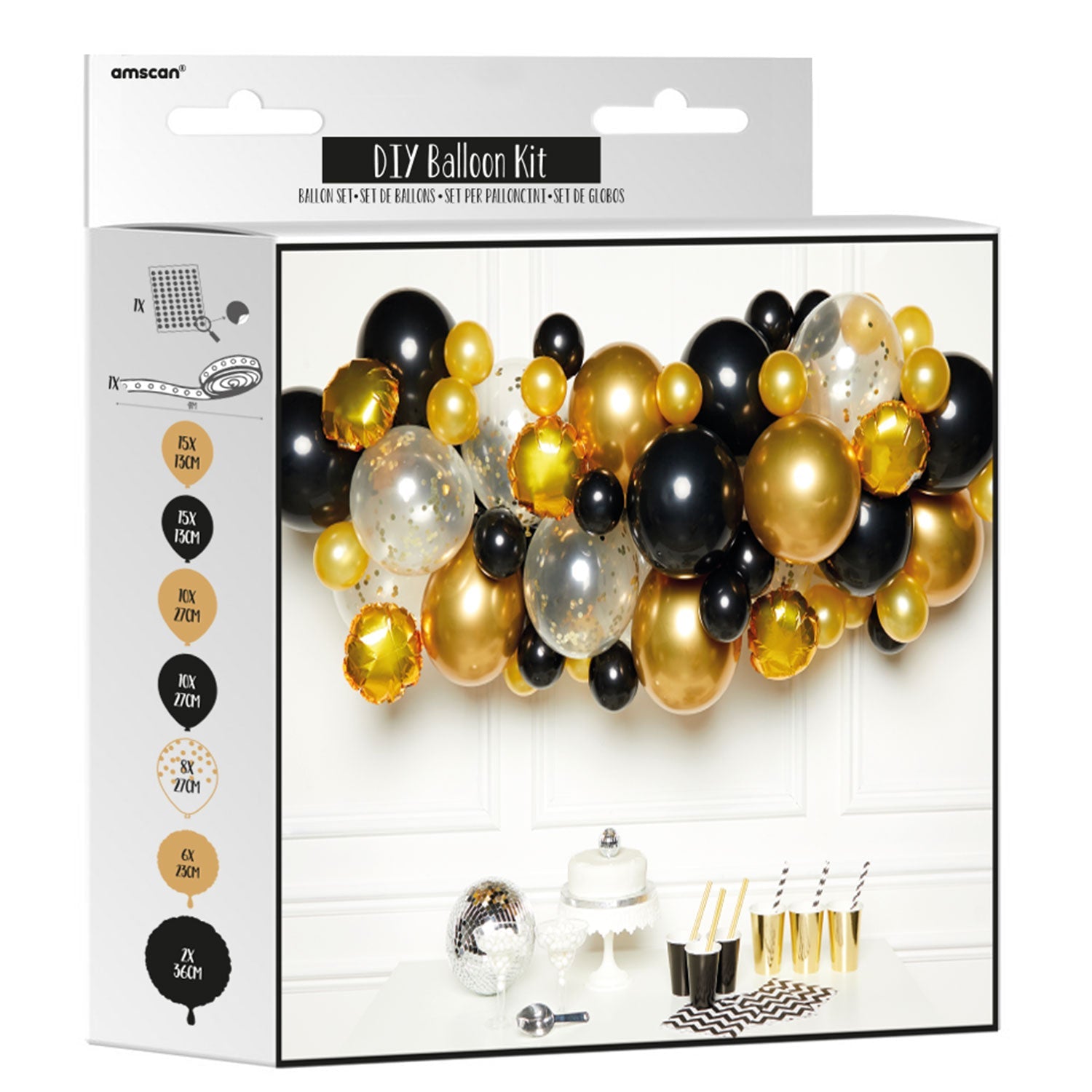 Black and Gold DIY Garland Balloon Kit 