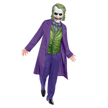 Joker Movie Style Costume includes jacket with attached top, trousers and EVA mask
