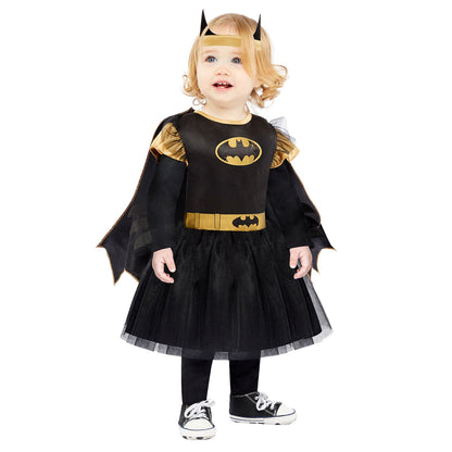 Infant Batgirl Costume includes dress with tulle layered skirt and headband