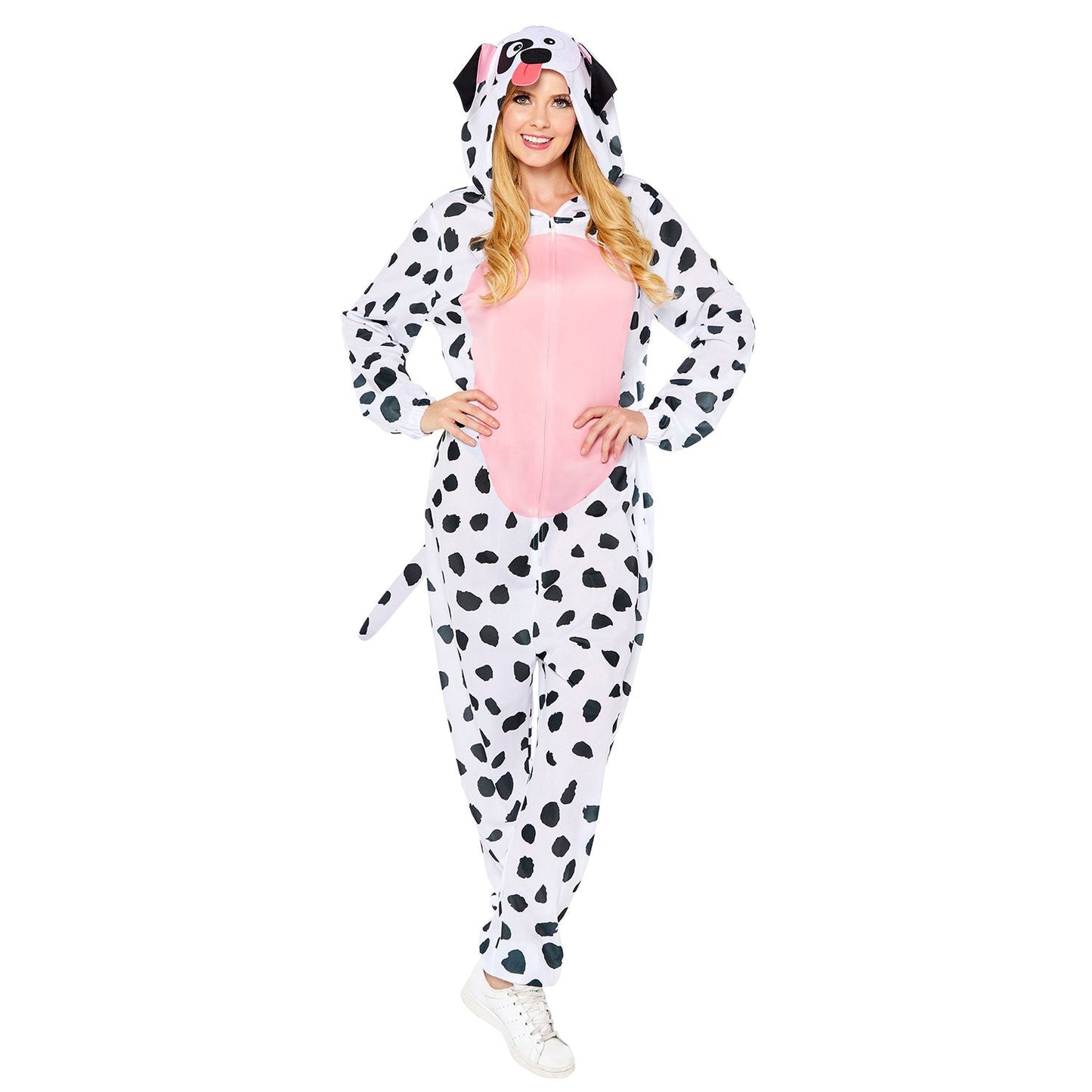 Adult Dog Onesie Costume includes jumpsuit with hood